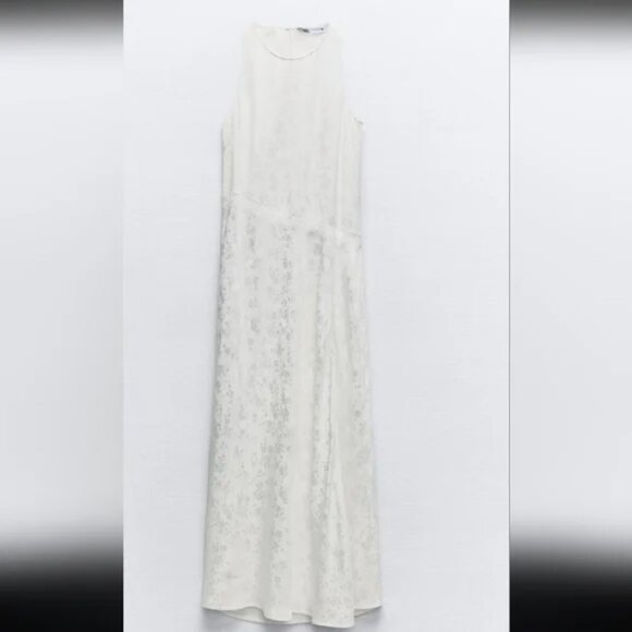 Zara Lace Jacquard Maxi Dress NWT White Size Medium - Picture 6 of 11